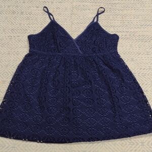 Express Y2K Navy Blue Lace Top Style Babydoll Bohemian,Boho